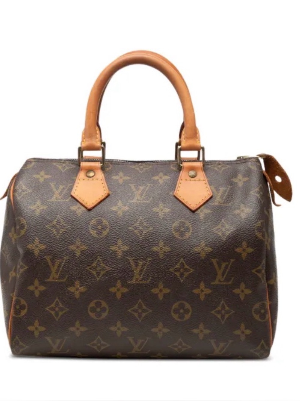 Authentic Louis Vuitton Monogram Canvas Speedy with Tan Trim